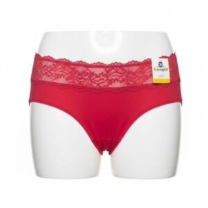 B.temptd by Wacoal Red Lace Trim Hipster Panty Briefs, Size M, NWT
